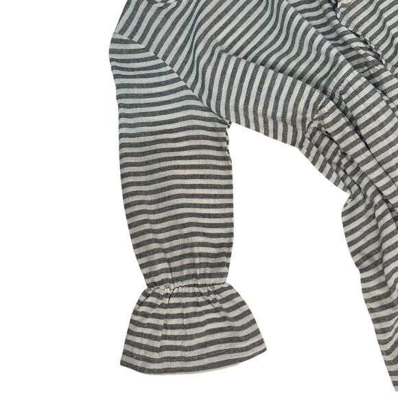 POL Babydoll Gray White Striped Ruffle Flowy Dress 3/4 SLeeves Size Small NWOT - Picture 5 of 8